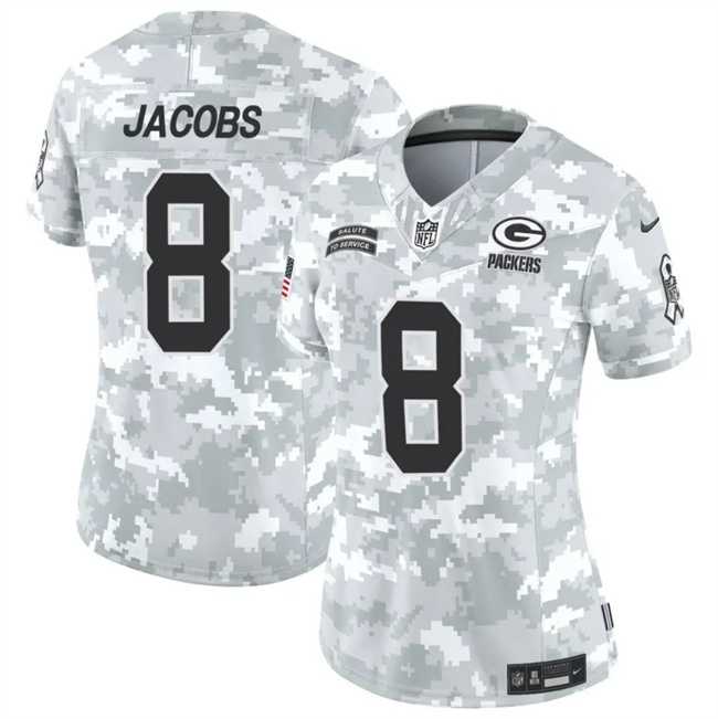 Womens Green Bay Packers #8 Josh Jacobs 2024 F.U.S.E Arctic Camo Salute To Service Limited Stitched Jersey Dzhi